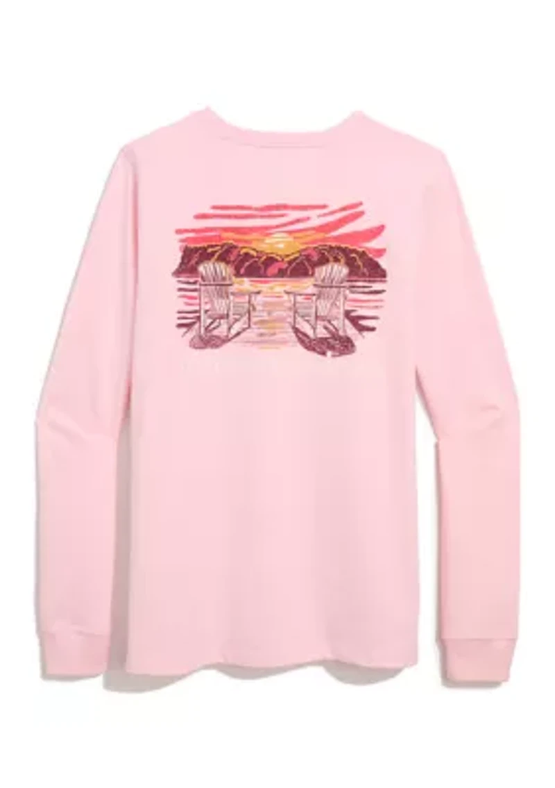 Women's Long Sleeve Sunset Graphic Pocket T-Shirt