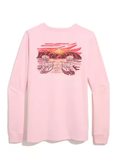 Women's Long Sleeve Sunset Graphic Pocket T-Shirt