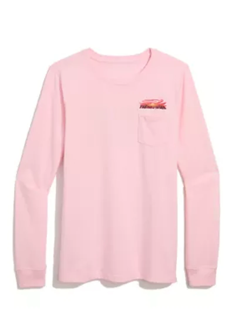 Women's Long Sleeve Sunset Graphic Pocket T-Shirt
