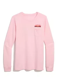 Women's Long Sleeve Sunset Graphic Pocket T-Shirt