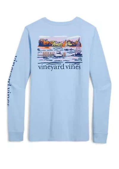 Long Sleeve Fall Pocket Graphic T-Shirt