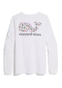 Women's Long Sleeve Christmas Filled Whale Icon Graphic T-Shirt