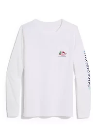 Women's Long Sleeve Christmas Filled Whale Icon Graphic T-Shirt