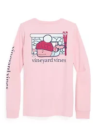 Women's Apres Ski Fireplace Whale Long Sleeve Pocket T-Shirt
