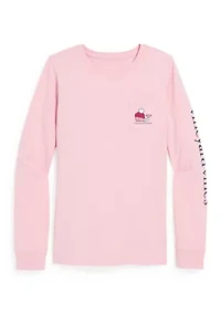 Women's Apres Ski Fireplace Whale Long Sleeve Pocket T-Shirt