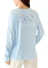 Women's Snowflake Icons Whale Fill Long Sleeve Pocket Shirt