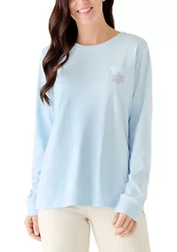 Women's Snowflake Icons Whale Fill Long Sleeve Pocket Shirt
