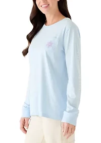 Women's Snowflake Icons Whale Fill Long Sleeve Pocket Shirt