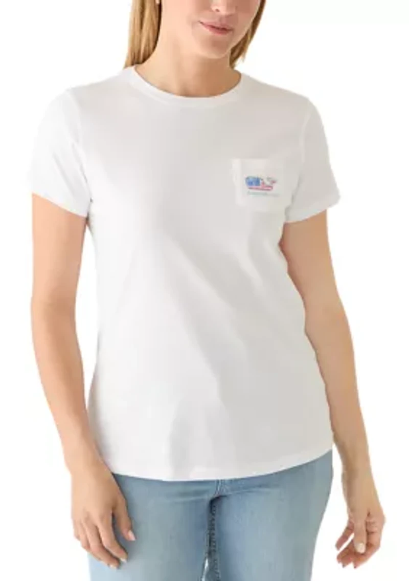 Women's USA Whale Graphic Pocket T-Shirt