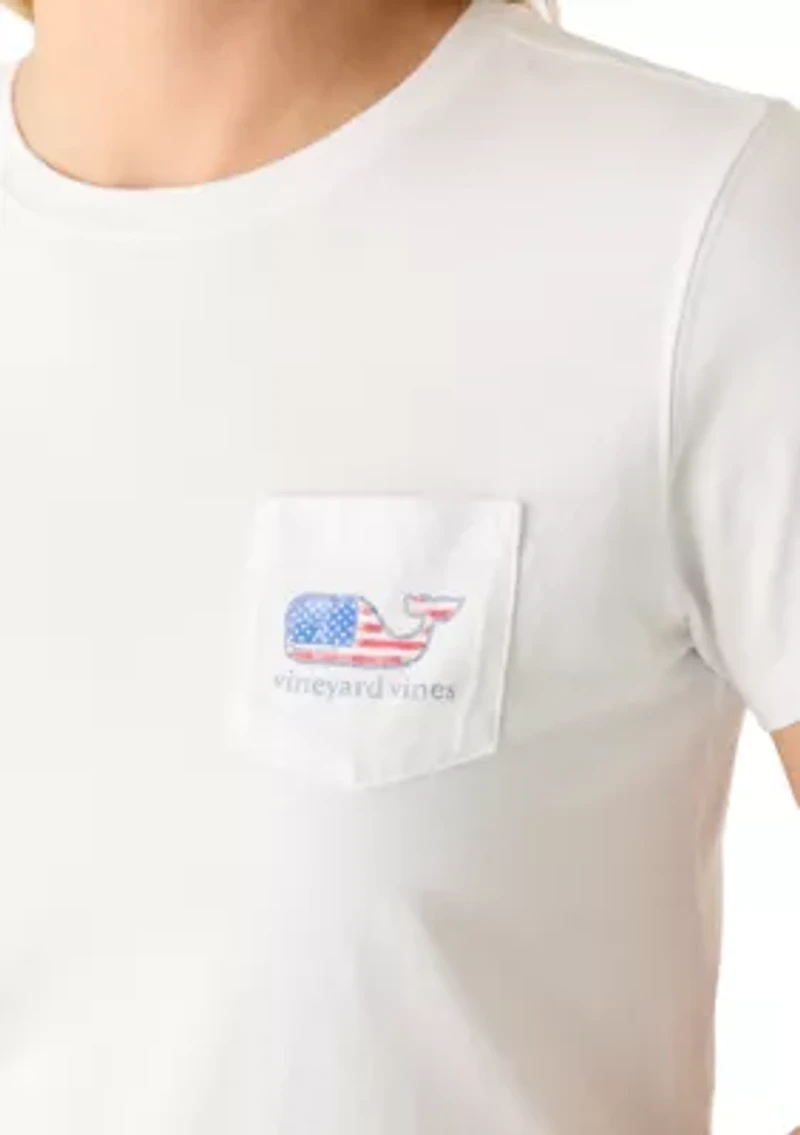 Women's USA Whale Graphic Pocket T-Shirt
