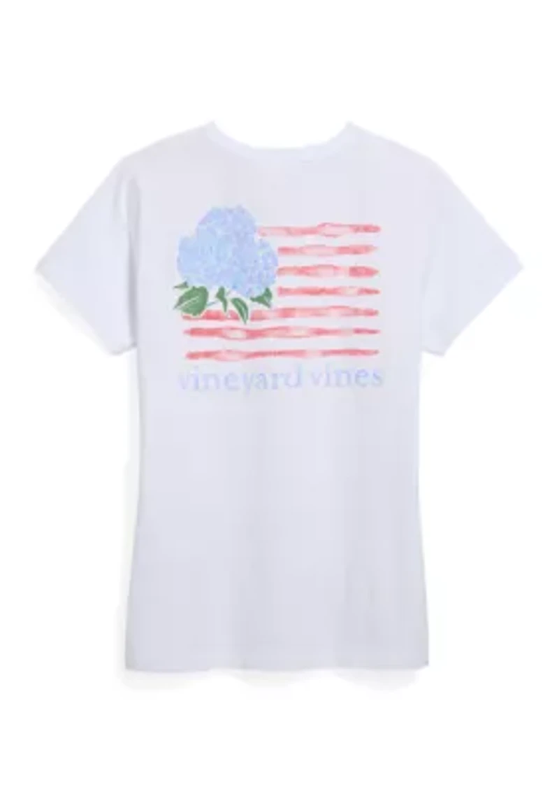 Women's Flower Flag Graphic Pocket T-Shirt