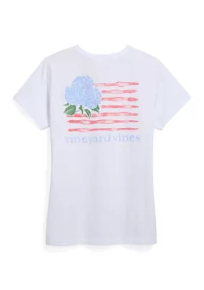 Women's Flower Flag Graphic Pocket T-Shirt