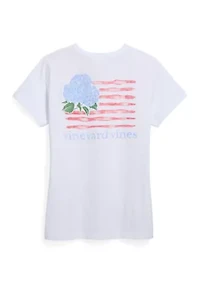 Women's Flower Flag Graphic Pocket T-Shirt