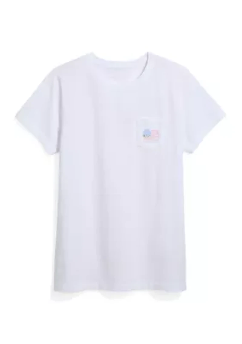 Women's Flower Flag Graphic Pocket T-Shirt