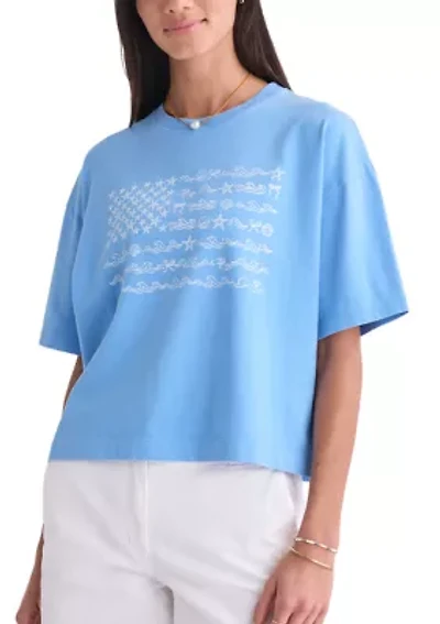 Women's Cropped Flag Graphic T-Shirt