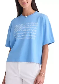 Women's Cropped Flag Graphic T-Shirt