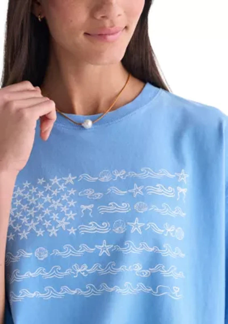 Women's Cropped Flag Graphic T-Shirt