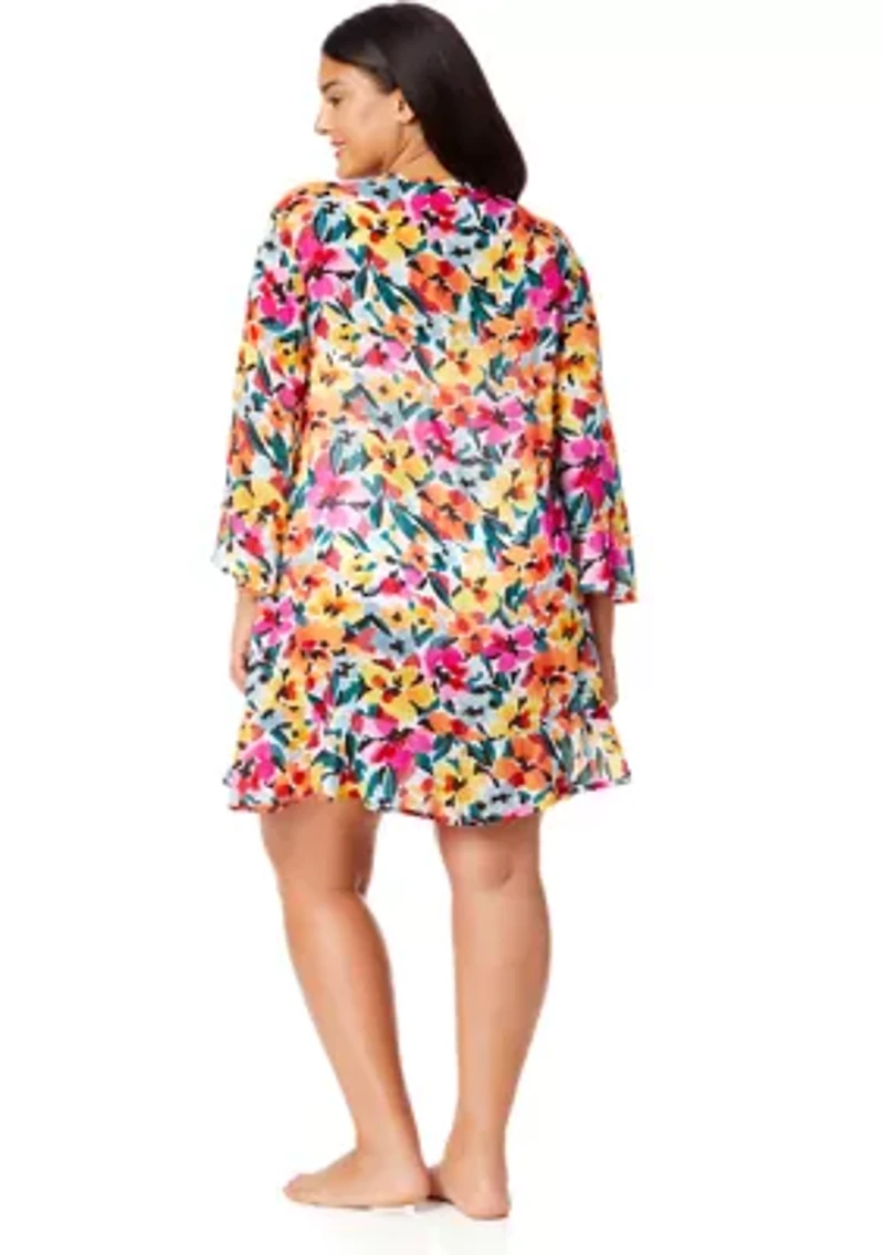 Gradient Floral Cover Up