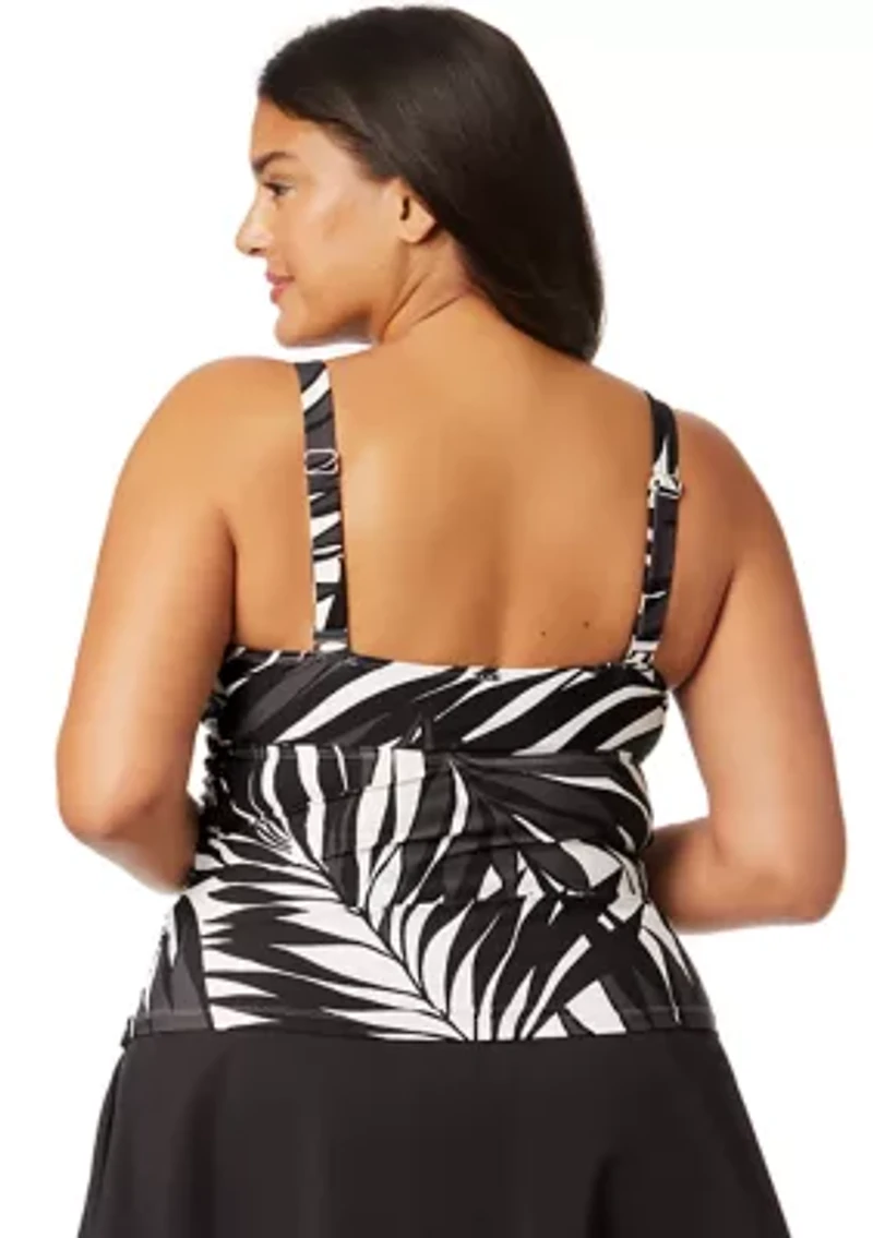 Plus Palm Chic Underwire Tankini Top