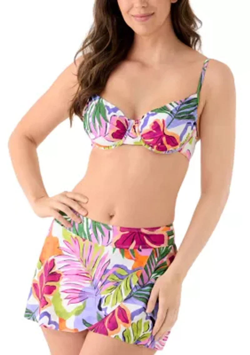 Women's Tropical Tulip Draped Swim Skort
