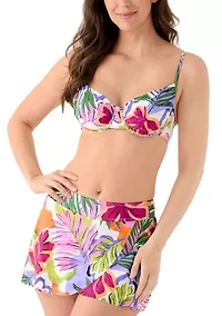 Women's Tropical Tulip Draped Swim Skort