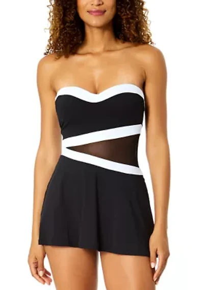 Women's Gabor Mesh Paneled Strapless Swimdress