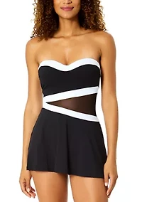 Women's Gabor Mesh Paneled Strapless Swimdress