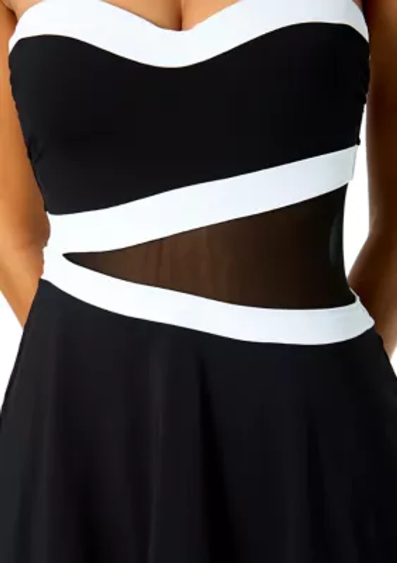 Women's Gabor Mesh Paneled Strapless Swimdress
