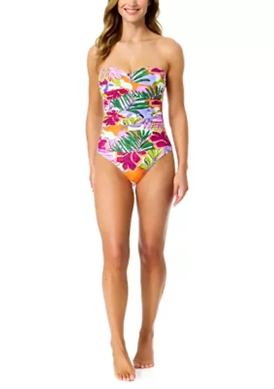 Women's Twist Front Bandeau One Piece Swimsuit