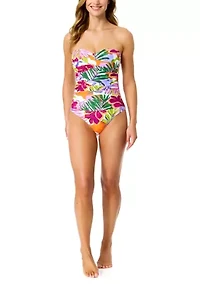 Women's Twist Front Bandeau One Piece Swimsuit