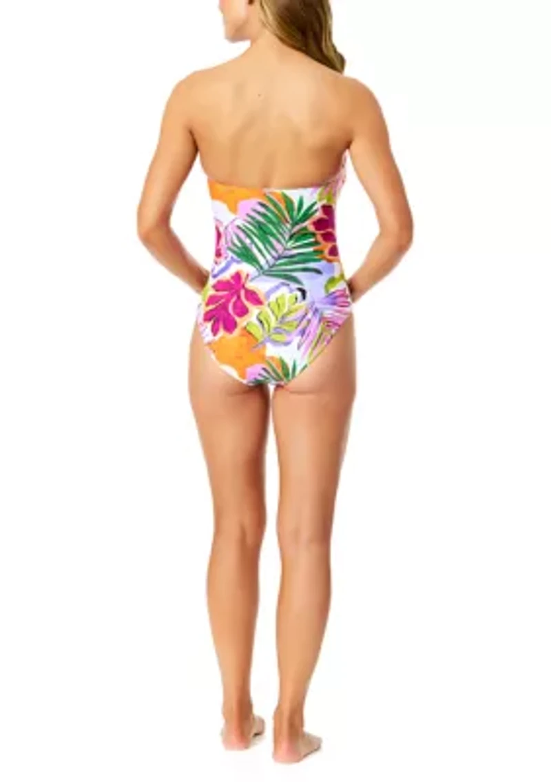 Women's Twist Front Bandeau One Piece Swimsuit