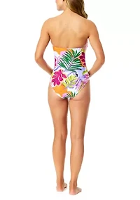 Women's Twist Front Bandeau One Piece Swimsuit