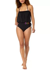 Women's Strapless Belted Ring One Piece Swimsuit