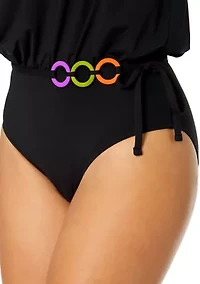 Women's Strapless Belted Ring One Piece Swimsuit