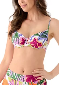Women's Tropical Shirred Underwire Swim Top