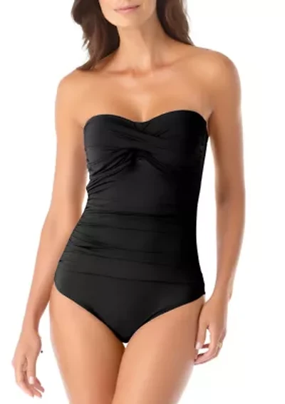 Live Color Shirred Bandeau One Piece Swimsuit