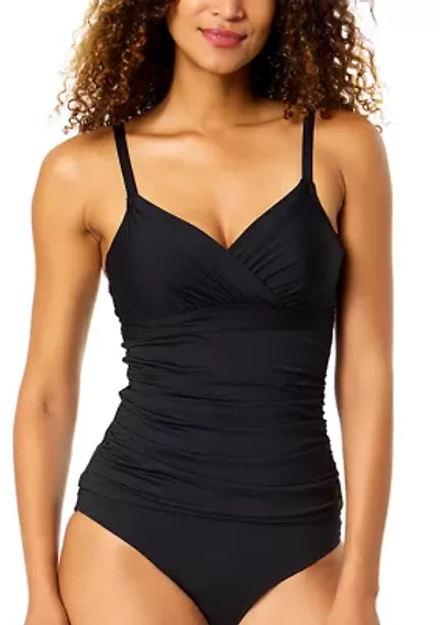 Solid D Cup Tankini Swim Top