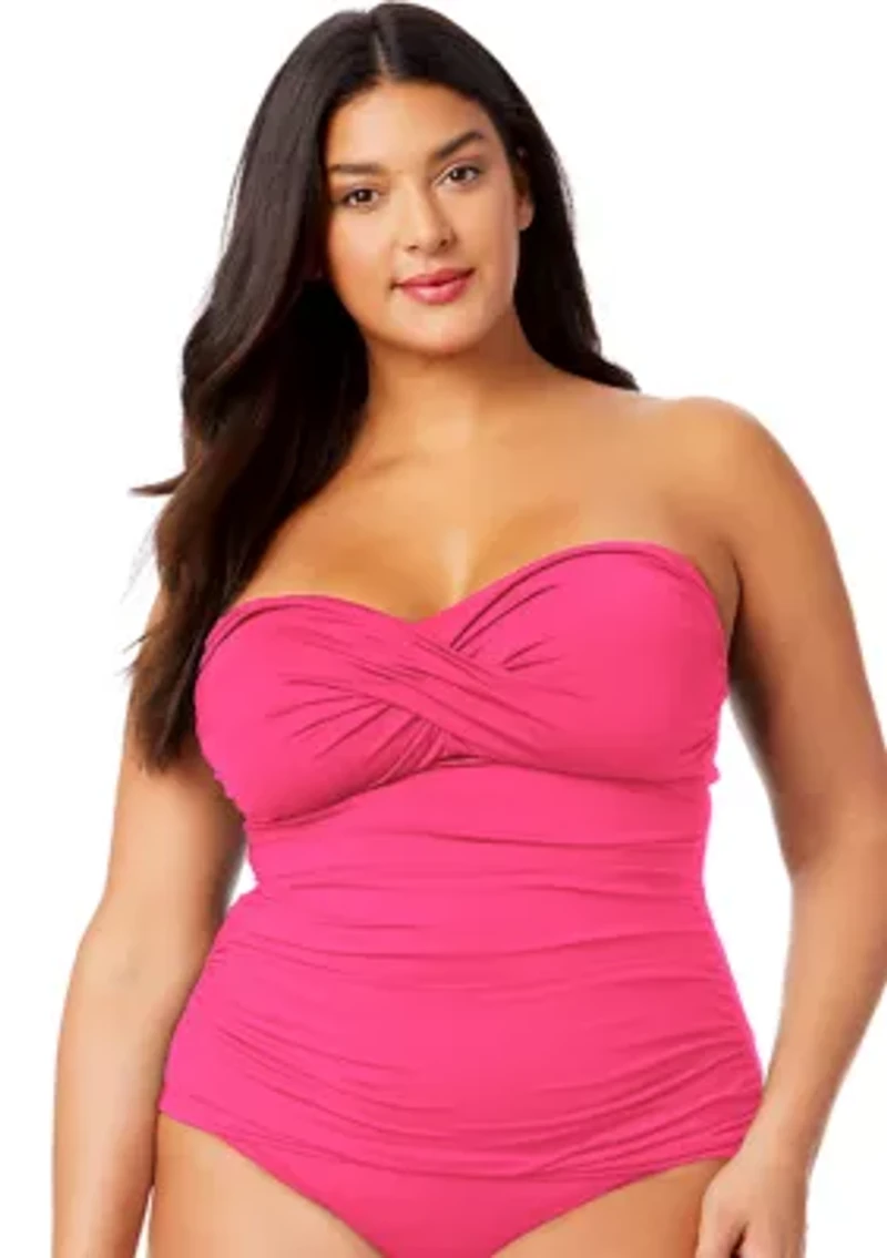 Plus Twist Front Shirred Swim Bandeaukini