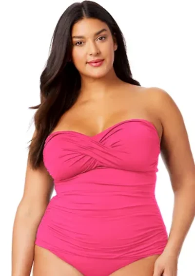 Plus Twist Front Shirred Swim Bandeaukini