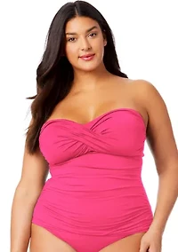 Plus Twist Front Shirred Swim Bandeaukini