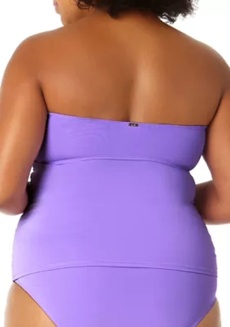 Plus Twist Front Shirred Swim Bandeaukini