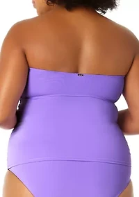 Plus Twist Front Shirred Swim Bandeaukini