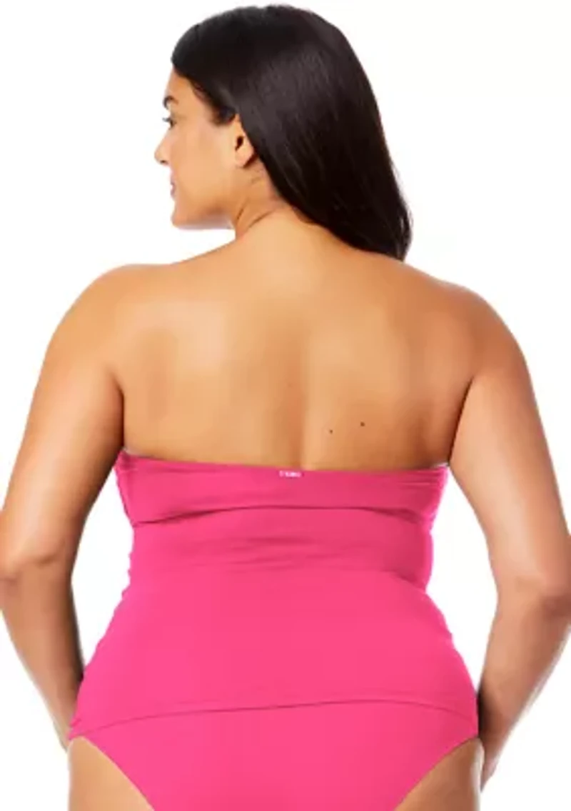 Plus Twist Front Shirred Swim Bandeaukini