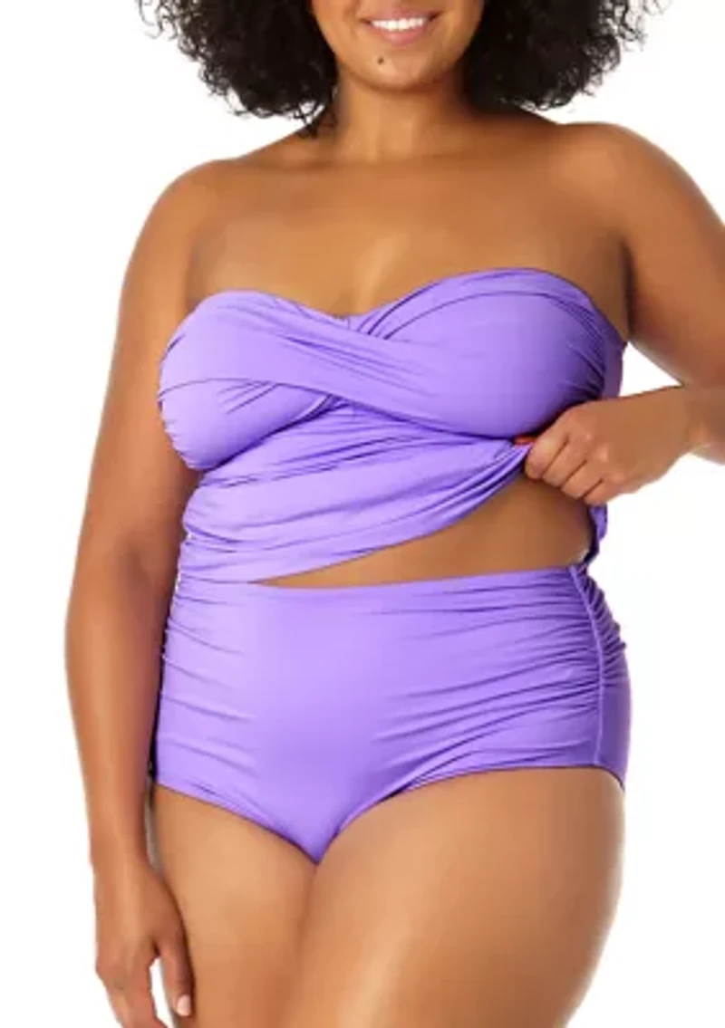 Plus Twist Front Shirred Swim Bandeaukini