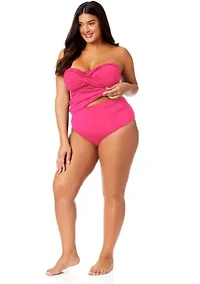 Plus Twist Front Shirred Swim Bandeaukini