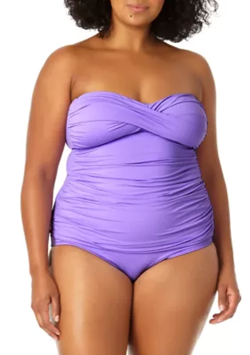 Plus Twist Front Shirred Swim Bandeaukini