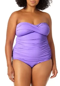 Plus Twist Front Shirred Swim Bandeaukini