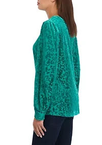 Women's Burnout Velvet Blouse