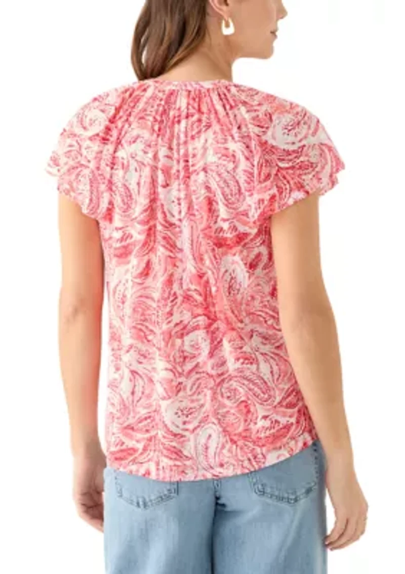 Women's Short Sleeve Button Front Top