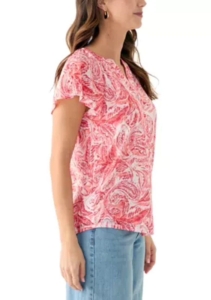 Women's Short Sleeve Button Front Top